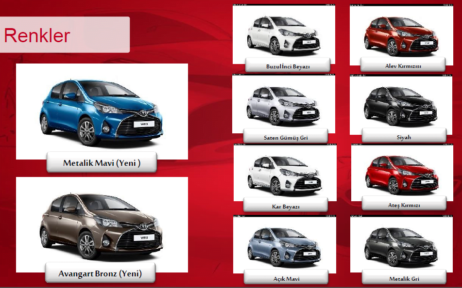 Toyota Yaris renkleri